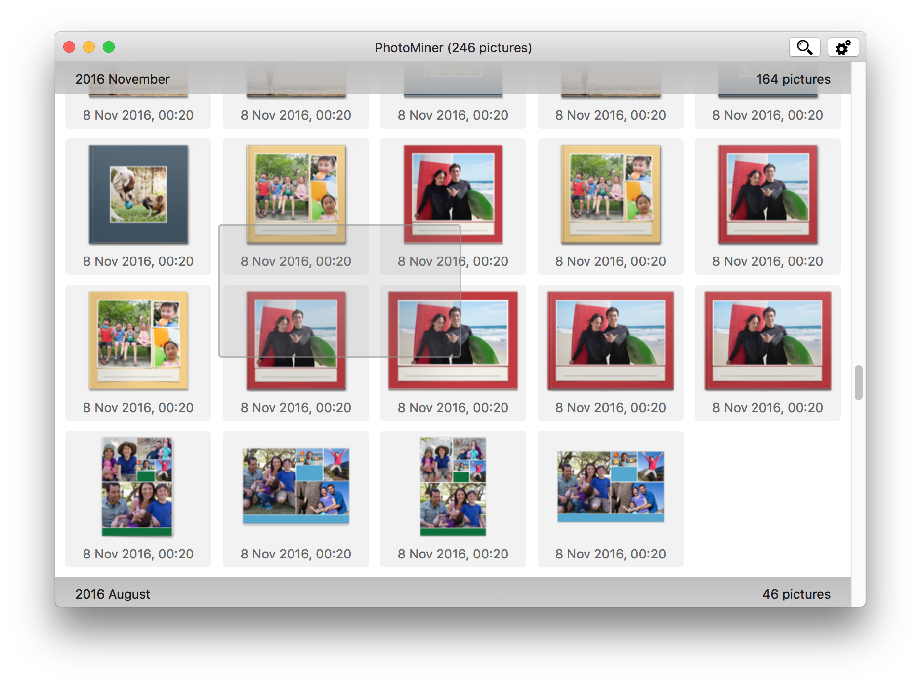 Drag and drop photos to organize them
