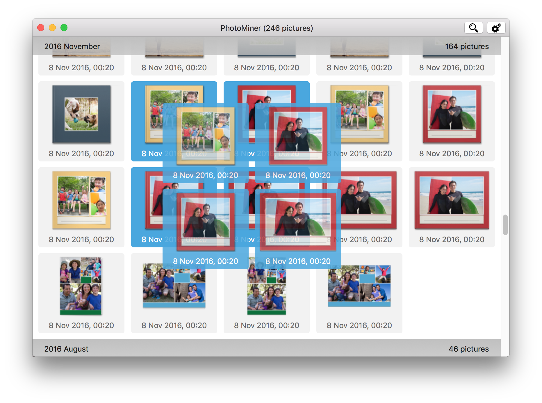 Organizing photos by dragging to external apps